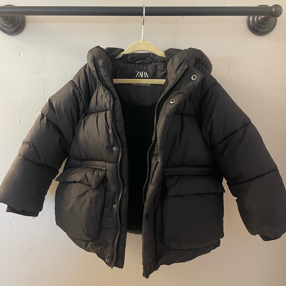 ZARA Kids Black Puffer Jacket - Picture 7 of 9